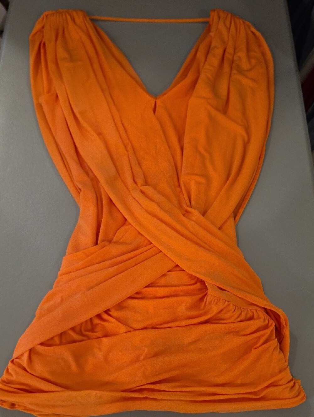BCBGMaxAzria Orange Draped Mini Dress size L new with tags - Picture 8 of 12